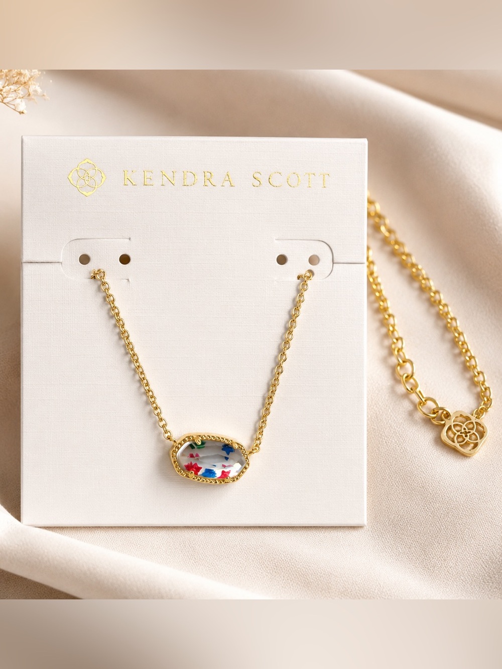 Kendra Scott Glass Stone 14K Gold Plated Over Brass Elisa Stars Pendant Necklace